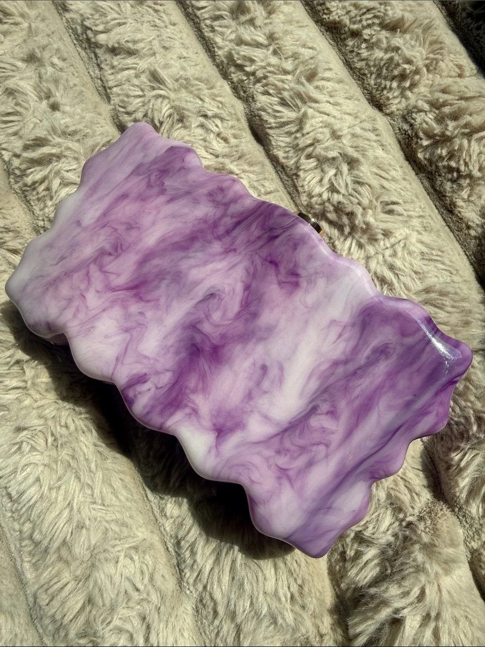 Purple Swirl Resin Decorative Jar with Rose Gold Lid - Home Accents